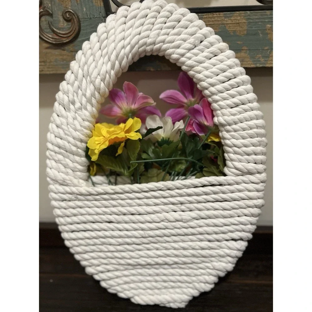 Handcrafted Rope And Floral Easter Basket Wreath